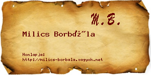 Milics Borbála névjegykártya
